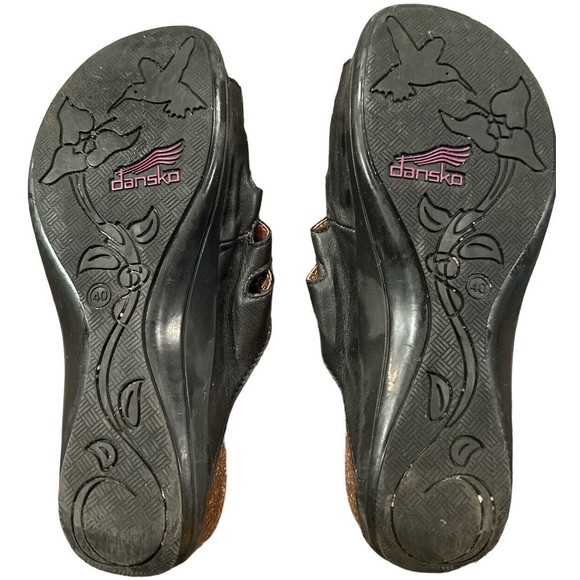 Dansko W  Sz‎ 40 Janie Slide Adjustable Straps Comfort Black Sandals - Picture 4 of 6